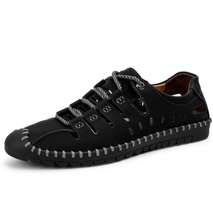 Sandale de Randonnée Homme en Simili Cuir Respirant - INSFITY - Noir