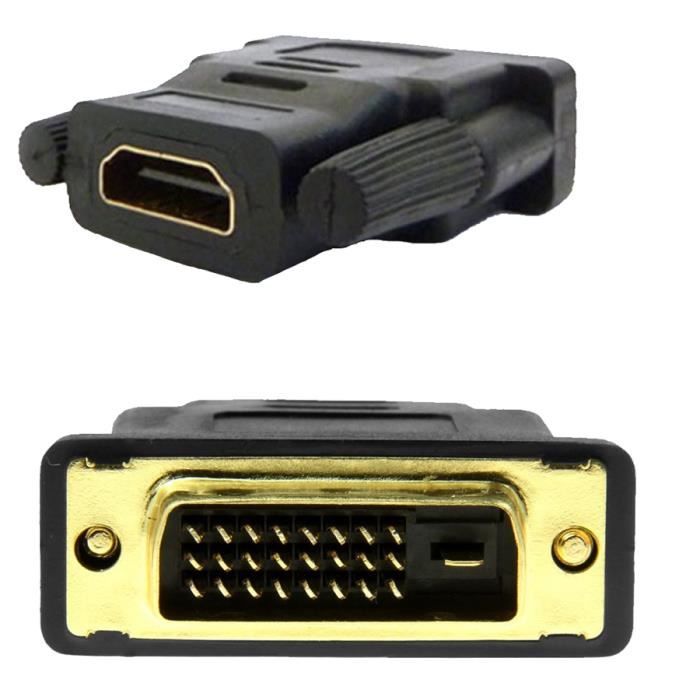 CY Adaptateur DVI Mâle Vers HDMI Femelle Pour Ordinateur Et HDTV Et Carte Graphique Coudé à 90° Noir