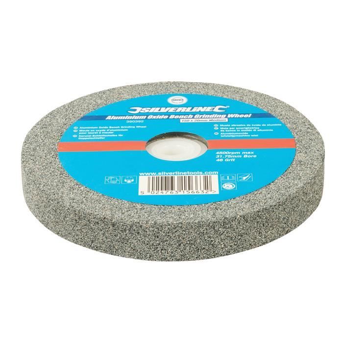 MEULE BLANC POUR TOURET A MEULER 150 MM ALESAGE 20 MM GRAIN MOYEN AFFUTAGE ACIER