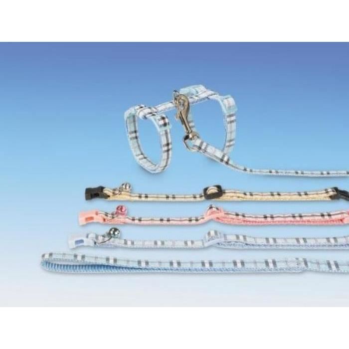 Meilleurs prix pour NOBBY HARNAIS 10 MM X 30-35 CM + LAISSE ÉCOSSAIS 120 CM POUR CHAT BEIGE