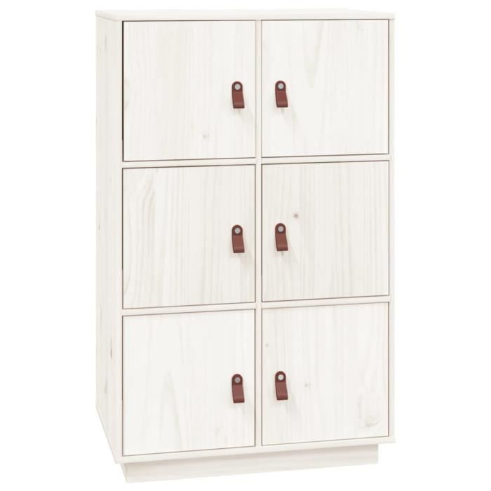 Buffet haut - OMABETA - M00564 - Bois massif de pin - 67x40x1085 cm - Blanc