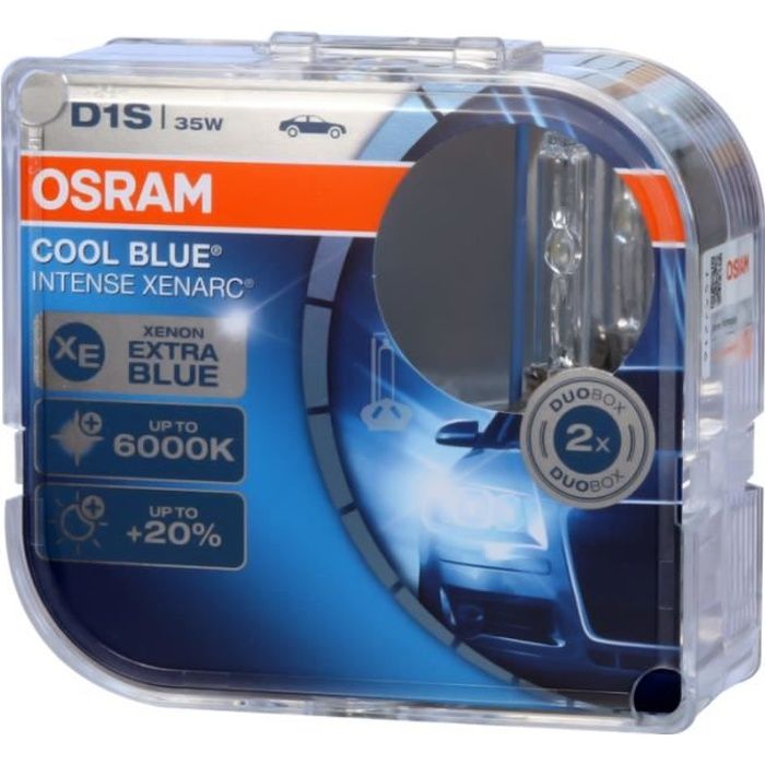 2 AMPOULES D1S OSRAM COOL BLUE INTENSE 6000K 20% D'ECLAIRAGE EN PLUS XENON 35W 
