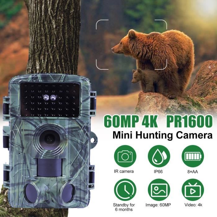 Caméra de chasse - QINGQUE - PR1600 - Infrarouge - 60MP - 4K - WiFi ...
