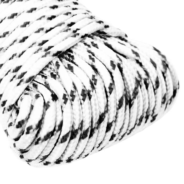 Corde Yacht Double Tresse Polyester – 9/16 X 50 Pieds – Noir/argent – Blue Ox Rope
