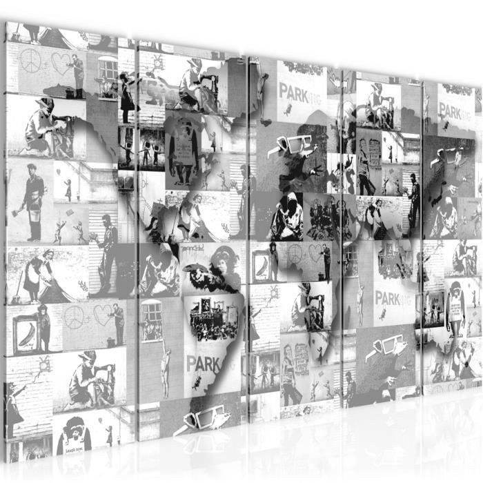 Runa art Tableau Décoration Murale Maid Banksy Street Art 100x40 cm - 1