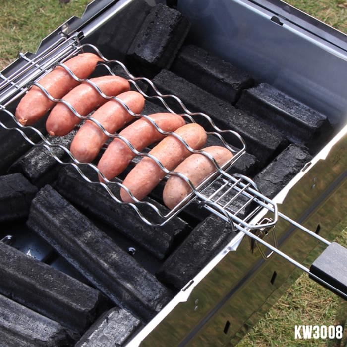 Huolewa Ensemble de 2 Panier /à L/égumes Barbecue Carr/é acier inoxydable Grand panier de gril /à l/égumes pour tous les grillades Panier pour BBQ de 12 `` et 8 l/égumes crevettes viande brochettes