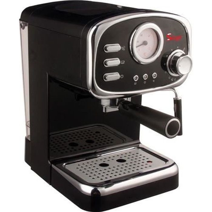 Machine à expresso et Cappuccino Design rétro - 1100W - 3 filtres - Pompe 15 bar [MADE IN ITALY] - Réservoir deau amovible 12 L - Sirge