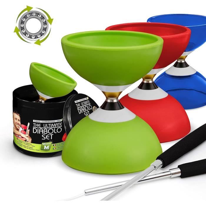 Juggle Dream Jester Diabolo Kit de jonglerie - Axe fixe Diabolo professionnel avec baguettes superglass, vidéo d'apprentissage en ligne - Jouet de Juggle Dream Jester Diabolo Kit de jonglerie - Axe fixe Diabolo professionnel avec baguettes superglass, vidéo d'apprentissage en ligne - Jouet de