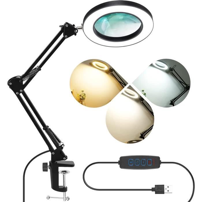 Loupe éclairante LED LabTEC Marque SSS Objectif 5X 3 modes de couleur 10 niveaux de