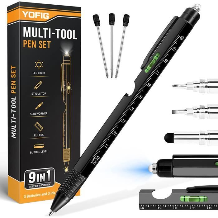 Mini stylo multifonction, 6 in1 stylo multifonction, Gadget Insolite Utile  Stylo, bricolage outillage pour accessoire, Cadeau Homme, Idee Cadeau Homme