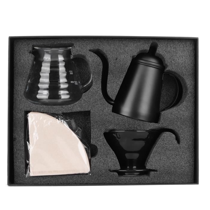Tbest Pour Over Coffee Pot Kit de pot de café infusé à la main Ménage