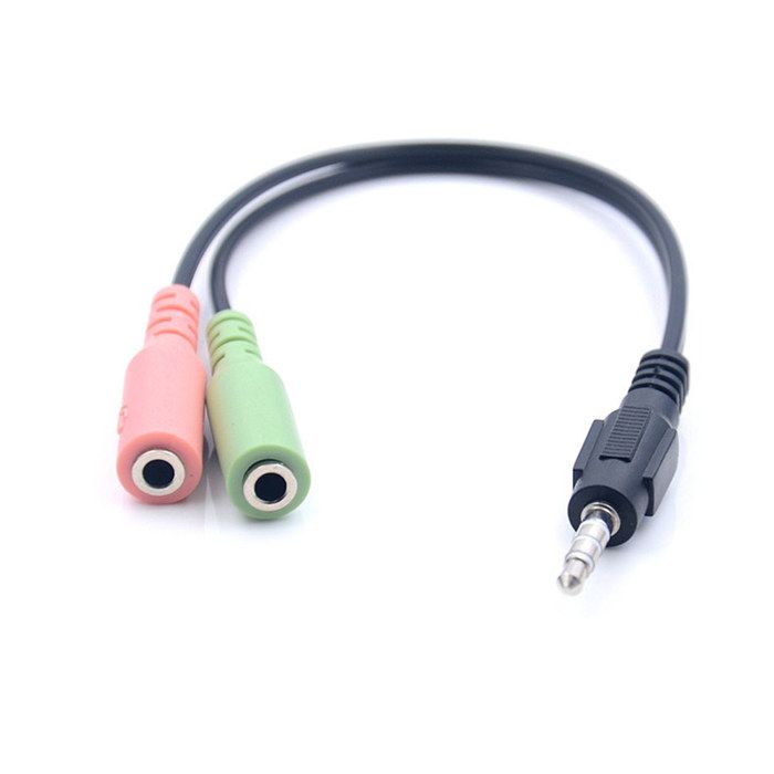 Adaptateur splitter jack audio 3.5 mm - Adaptateur Stéréo pour Casque et  prise Microphone - Noir