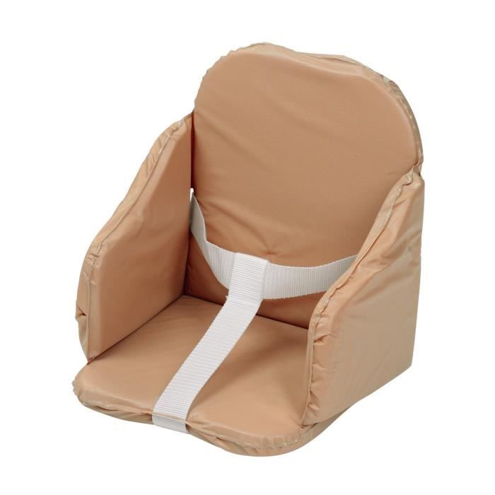 Coussin de chaise haute bébé - TINEO - Réglable - PVC - Sangles de sécurité - Cassonade
