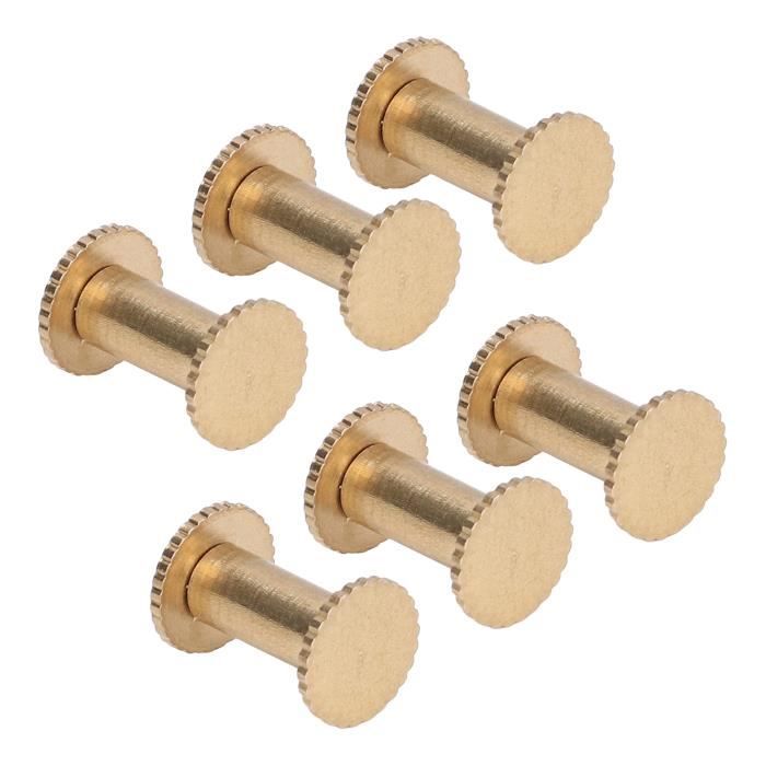10 Rivets En Laiton Avec Vis - Tête De Bague Ronde - Pour Maroquinerie, Couture Cuir Et Projets Gothiques - 11