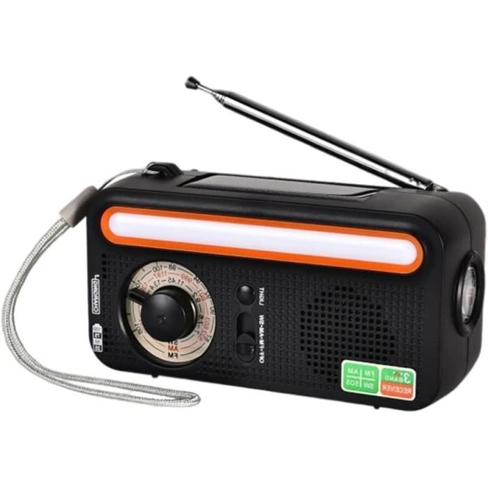 Radio Solaire 2000mAh Portable Radio d'urgence à Manivelle Dynamo avec  AM/FM Radio à Piles