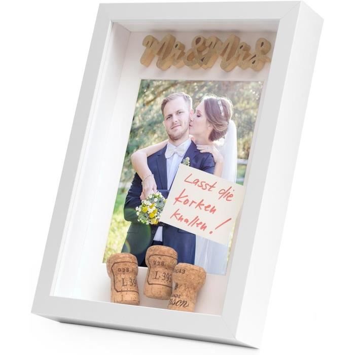 Cadre Photo 3D Profond A4 - Boîte à Ombre Pour Souvenirs, Fleurs, Médailles - Noir Ou Blanc