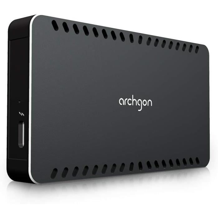 Qwiizlab Boîtier SSD Externe Thunderbolt 40 Gbps - Enceinte M.2 NVMe Sans Ventilateur Aluminium Jusqu'à 8 To, Argent