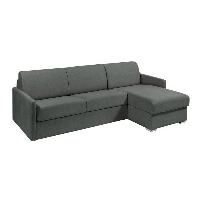 Canapé dangle convertible express et réversible en tissu texturé gris - Couchage 160 cm - Matelas 18 cm - CALIFE
