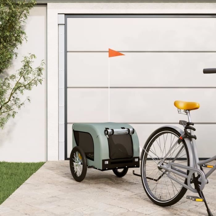vidaXL Remorque de vélo pour chien gris et noir tissu oxford et fer 94000
