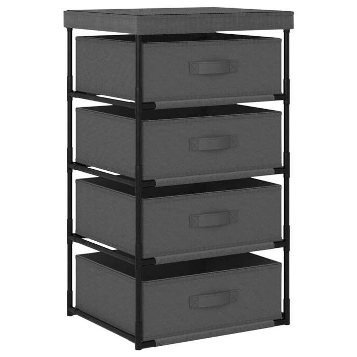 vidaXL Étagère de rangement avec 4 paniers en tissu Acier Gris 322623