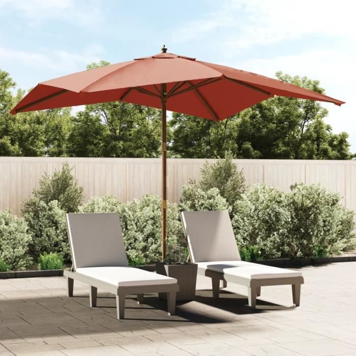 Vidaxl Parasol de jardin avec mât en bois terre cuite 300x300x273 cm 363196