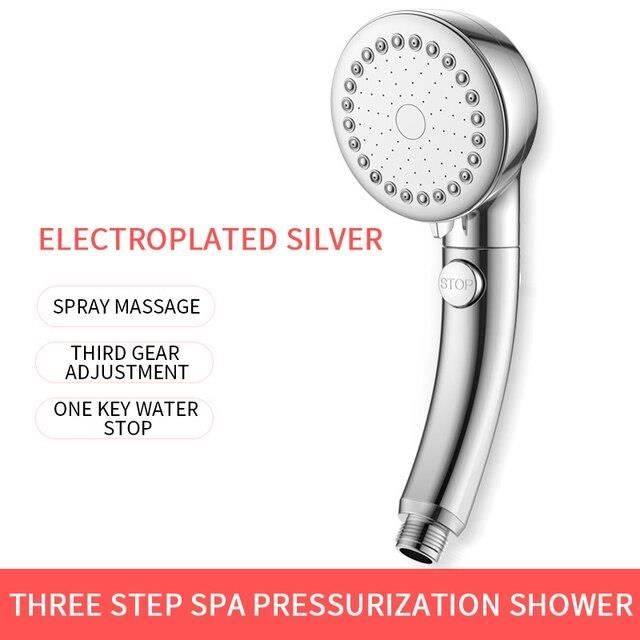 POMMEAU DE DOUCHE,silverPommeau de douche à jet réglable, 3 Modes, économie'eau, haute
