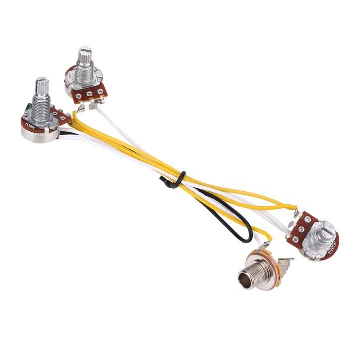 Kit Câblage Guitare Électrique & Basse - 2 Volumes, 1 Ton, 1 Jack, Interrupteur 3 Voies - Accessoire Montage Facile
