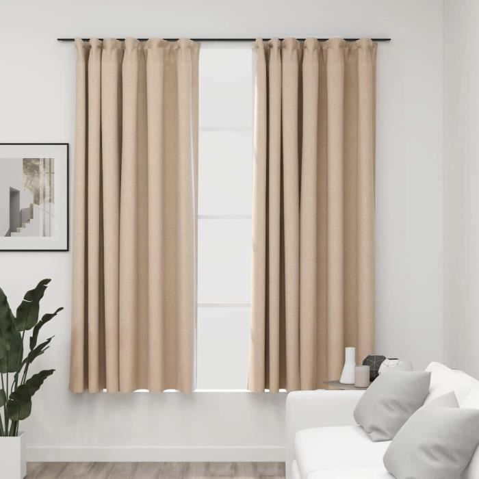 Rideaux Texturés En Lin Pour Chambre À Coucher, Unis, 100 % Occultants