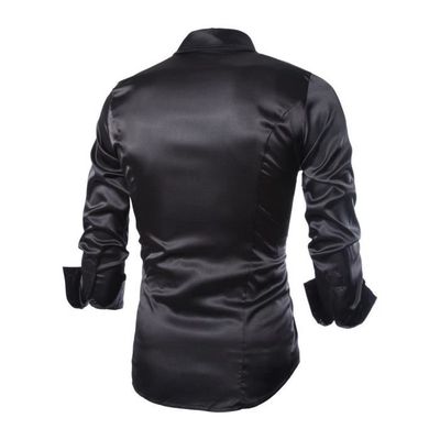 Chemise Homme Noir FUNMOON Slim Fit Manche Longue Col Chemise Noir Cdiscount Pret a Porter
