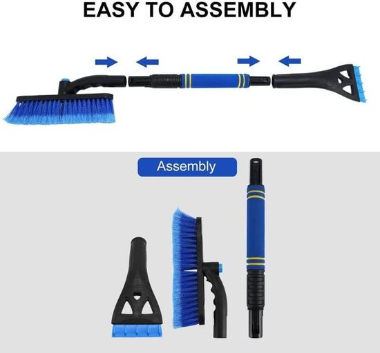 Grattoir à Glace Et Brosse à Neige 3 En 1 – Manche Rétractable 80 Cm – Pour Voiture, SUV, Camion – Nettoyage Hiver