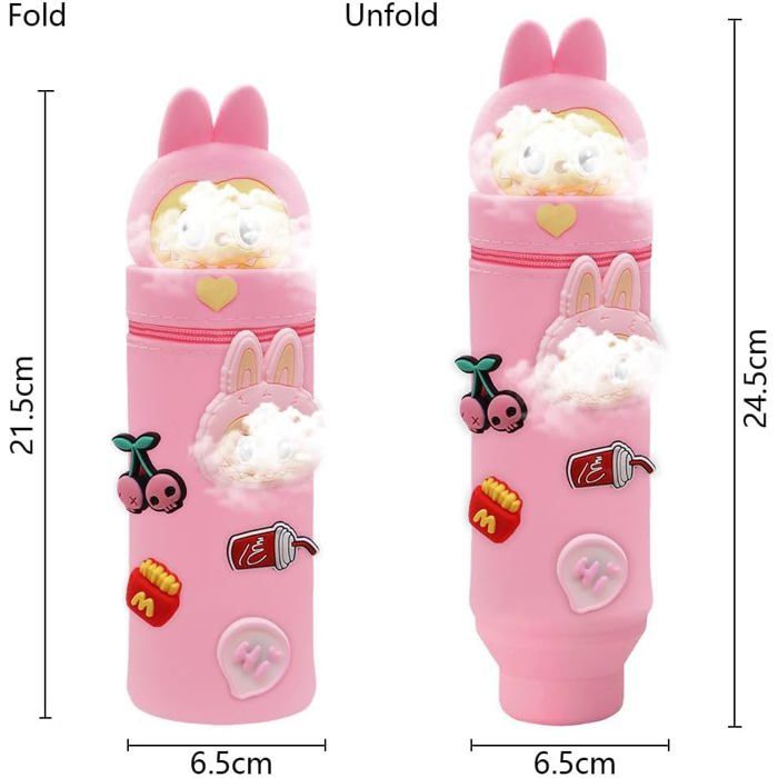 Vicloon Trousse Scolaire, Trousse Ecole 2 en 1 en Silicone Souple, Trousse à Crayons en Silicone
