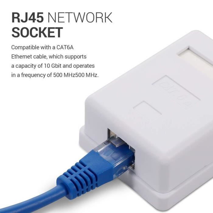Câbles Ethernet kwmobile Boîtier Prise RJ45 1x Port - Prise Murale RJ45  65x50x25 mm avec 1x Port pour Câble Cat 6A - Ins 281040 - Cdiscount  Informatique