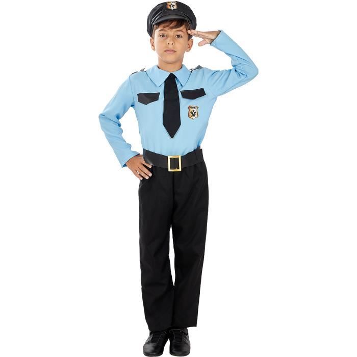 Funidelia | Déguisement policier pour homme Agent de Police, FBI, Professions - Déguisement pour Adultes et accessoires pour Halloween, carnaval et fêtes. - Taille S - Bleu Funidelia | Déguisement policier pour homme Agent de Police, FBI, Professions - Déguisement pour Adultes et accessoires pour Halloween, carnaval et fêtes. - Taille S - Bleu