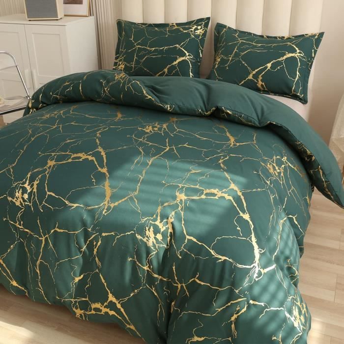 Housse De Couette Galaxie Marbre 200x200 Cm - 3 Pièces Microfibre, 2 Taies, Attaches Angles, Lavable Machine - 11