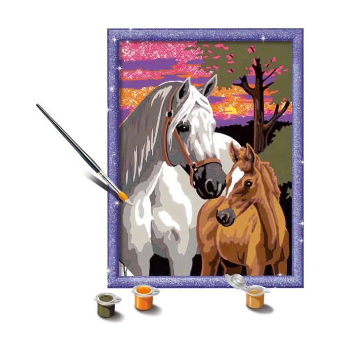 Kit Peinture Par Numéros Ravensburger Cheval Et Chatons - 18x24cm - Dès 7 Ans