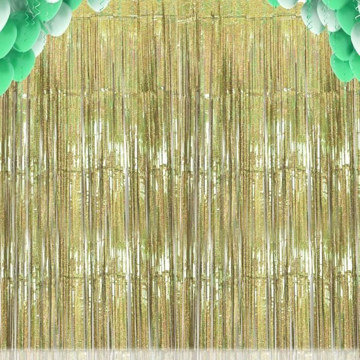 Rideaux à Franges Métalliques – 6 Pièces De 1x2,5 M – Déco Brillante Pour Mariage, Anniversaire, Fête – Aluminium Shimmer – Faciles à Poser Avec Adhésif