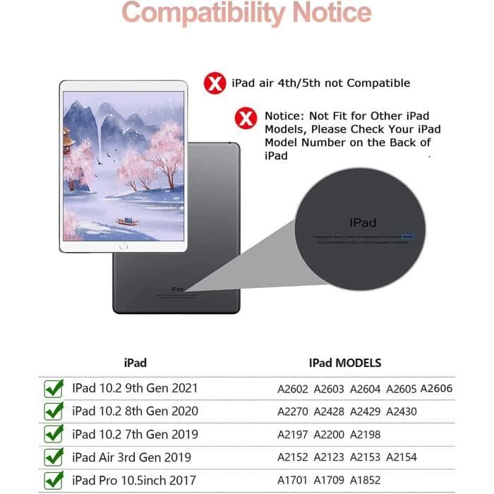 Coque ipad 9eme Generation avec Clavier 10,2 Pouces, 8eme génération,7eme  génération 2021/2020/2019 iPad Air 2019 (3eme génération),iPad Pro 10.5  2017,magnétique Clavier sans Fil Bluetooth : : Informatique