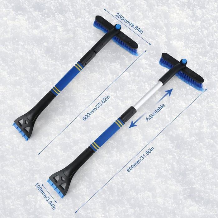 Kit De Déneigement Voiture 120 Cm - Brosse, Grattoir Et Pelle Télescopique - Manche Extensible, Poignée Confortable - Orange