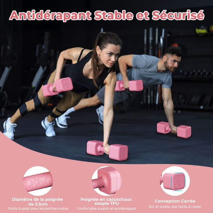Haltères d'entraînement avec support de poids - 3 paires d'haltères - Happy Healthy Women