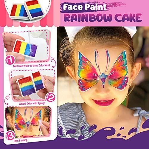 Palette de Maquillage Enfants 14 Couleurs Lavable Peinture de Visage avec  Pin