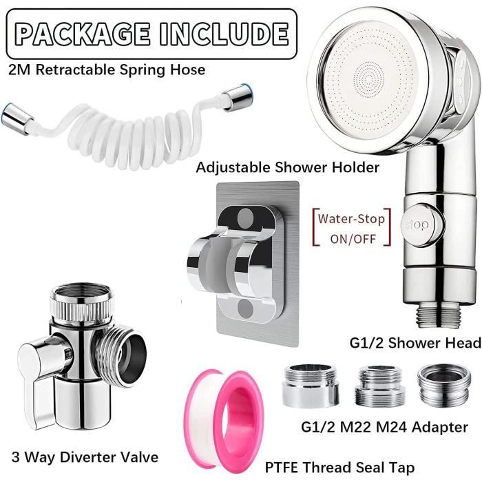 Set de pommeau de douche pour lavabo, douchette télescopique, douchette  avec adaptateur aérateur, robinet 24 mm g1 2 pour robinet - Cdiscount Maison