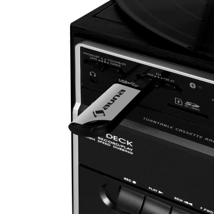 Auna Mini chaîne HiFi CD USB platine stereo k7 encodage MP3