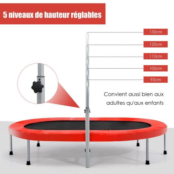 Trampoline Enfant COSTWAY 92cm - Pliable Avec Housse Sécurité - Charge 150kg - Rose