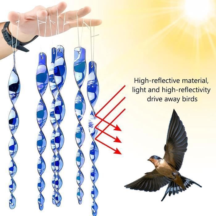 6 Répulsifs à Oiseaux Réfléchissants En Spirale - En ABS, Suspendus - Pour Jardin, Balcon, Arbres Fruitiers, Potager - 4