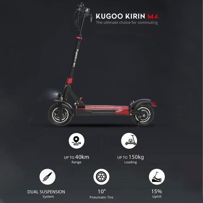 KugooKirin M4 PRO Scooter électrique pliable Pneu tout-terrain 10