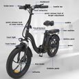 Vélo pliant - BK6 - 20 pouces Fat Tire Ebikes - Batterie 10Ah 250W 48V - Roue arrière - Hydrauliques-3