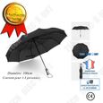 TD® Parapluie noir Résistant au vent Automatique Parapluie Pliant Compact Pliable de voyage,10 Nervure pour hommes et femmes-3