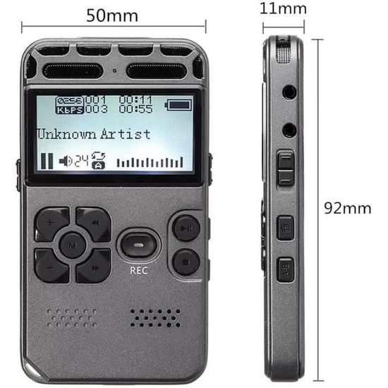 Enregisteur Vocal Digital Dictaphone ZS-300 Gris 