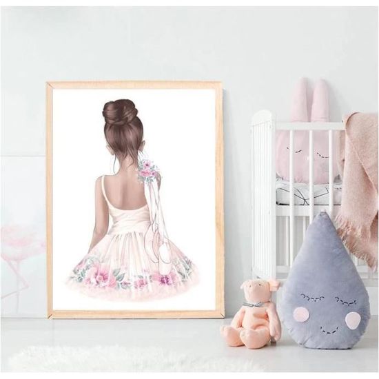 Youihom 3 Tableau Danseuse Enfant Rose Affiche Chambre Fille Personnalisé Prenom 30x40 Poster Ballerine Amour Boho Toile Chambre Bebe Fille Cadeau Tableau sans Cadre
