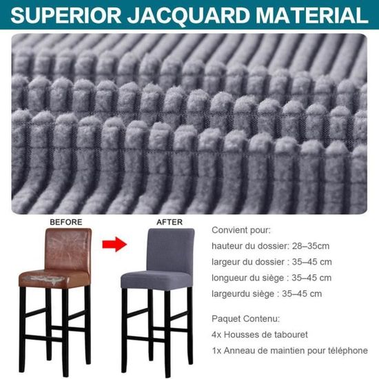2 Housses De Tabouret Rondes – Lavables, Élastiques, Anti-Poussière (Diam. 28-38 Cm) | Pour Bar, Cuisine, Salon